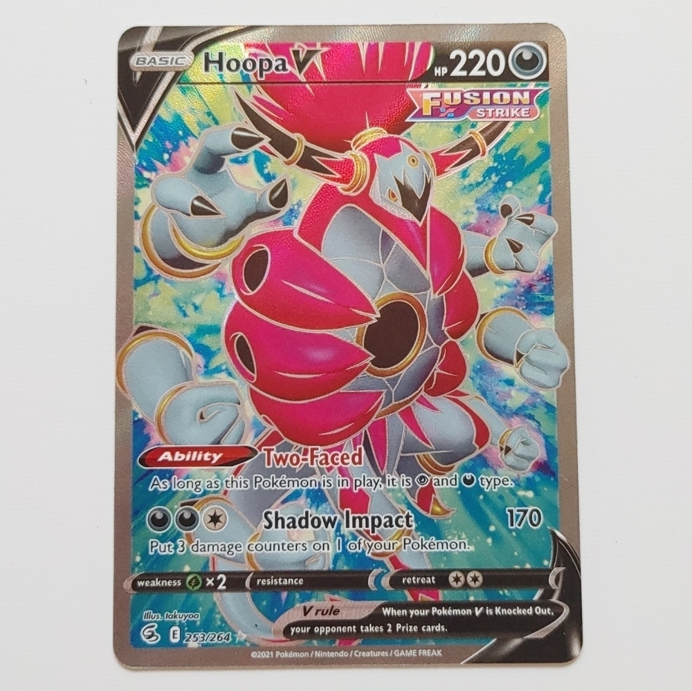 Pokemon Card Hoopa V 253/264 full art holo card , fusion strike